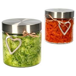 01-17870-2005710-Kela-Bera-Vorratsdose-800ml-2er-Set-mit-Karunja-Herz-Metall-Gemuese-01.jpg 8L + 2x Karunja Metall-Herz & 2x Deko-Bändchen_Bild_1