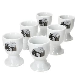 02-Van-Well-Eierbecher-Black-Flower-6er-Set.jpg 6er Set Black Flower Eierbecher 6 Personen Planzen-Dekor schwarz - 6 x Eierbecher _Bild_2