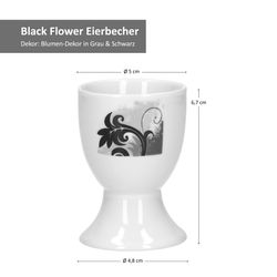 05-Van-Well-Black-Flower-Eierbecher-Bemassung.jpg 6er Set Black Flower Eierbecher 6 Personen Planzen-Dekor schwarz - 6 x Eierbecher _Bild_5
