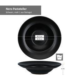 05-27020614-HIT-Pastateller-Nero-27cm-schwarz-Bemassung.jpg 4er Set NERO Pastateller 27cm schwarz - 27020614_Bild_5
