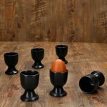 6er Set Panther Eierbecher mit Fuß matt schwarz aus Steingut – AS.EG.F.01899_Bild_3