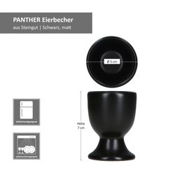 06-MamboCat-Panther-Eierbecher-Bemassung.jpg 6er Set Panther Eierbecher mit Fuß matt schwarz aus Steingut – AS.EG.F.01899_Bild_6