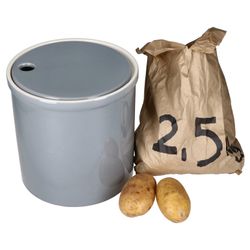 02-161985-MamboCat-Oskar-Kartoffel-Vorratsdosen-Grau-L-mit-Kartoffelsack.jpg OSKAR Kartoffel-Vorratsdose L in Grau aus weißem Ton - 1994L_Bild_2