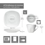 6er Set LOTTA Kaffeetassen 170ml mit Untertassen weiß Porzellan_Bild_6