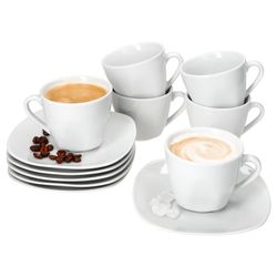 01-MamboCat-Lotta-Kaffeetasse-mit-Untertasse-6er-Set-Deko.jpg 6er Set LOTTA Kaffeetassen 170ml mit Untertassen weiß Porzellan_Bild_1