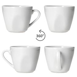 04-MamboCat-Lotta-Kaffeetasse-360-Grad.jpg 6er Set LOTTA Kaffeetassen 170ml mit Untertassen weiß Porzellan_Bild_4