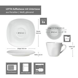 06-MamboCat-Lotta-Kaffeeservice-Bemassung.jpg 6er Set LOTTA Kaffeetassen 170ml mit Untertassen weiß Porzellan_Bild_6