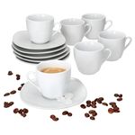 6er Set LOTTA Espressotasse 80ml mit Untertasse weiß Porzellan _Bild_1