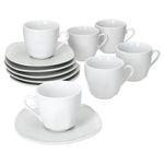 6er Set LOTTA Espressotasse 80ml mit Untertasse weiß Porzellan _Bild_2