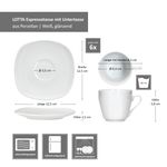 6er Set LOTTA Espressotasse 80ml mit Untertasse weiß Porzellan _Bild_6