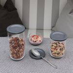 3tlg Set BOHO Vorratsdosen Anthrazit aus Glas & Kunststoff _Bild_2