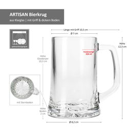06-925180-Royal-Leerdam-Artisan-Bierglas-Sternboden-Bemassung.jpg 4er Set BIERKRUG Artisan mit Sternboden & Henkel - 925180_Bild_6