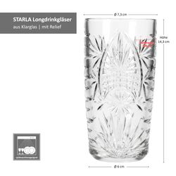 06-829556-Royal-Leerdam-Starla-Longdrink-36cl-Bemassung.jpg 6er Set STARLA Longdrinkgläser mit Relief - 829556_Bild_6
