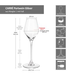 06-260663-Royal-Leerdam-Carre-Portwein-Glaeser-14cl-Bemassung.jpg 6er Set CARRÉ Portwein-Gläser - 260663_Bild_6