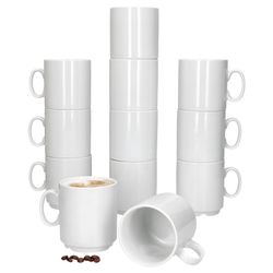 01-MamboCat-Event-Kaffeebecher-12er-Set-Deko.jpg 12er Set EVENT stapelbare Kaffeebecher weiß Porzellan 250 ml_Bild_1