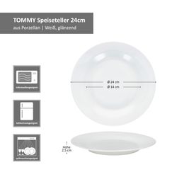 06-MamboCat-Thommy-Speiseteller-24cm-Bemassung.jpg 6er Set TOMMY Speiseteller 24cm weiß Porzellan_Bild_5