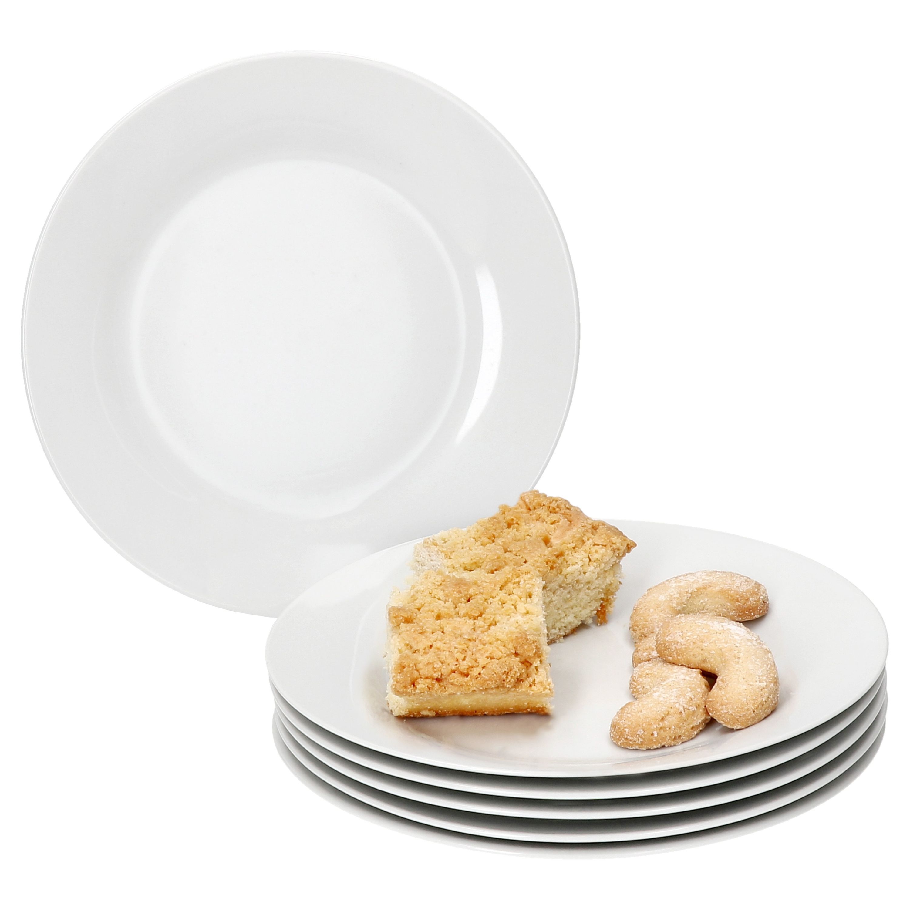 6er Set Tommy Kuchenteller weiß Porzellan 6 Personen Dessert Frühstücks- Teller