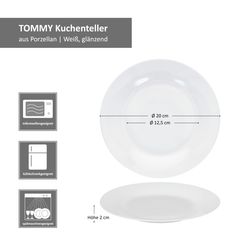 06-MamboCat-Thommy-Kuchenteller-Bemassung.jpg 6er Set TOMMY Kuchenteller weiß Porzellan 20 cm_Bild_6