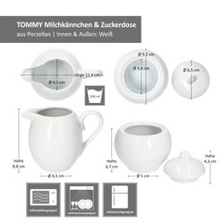05-MamboCat-Tommy-Milchkaennchen-Zuckerdose-Bemassung.jpg 2tlg. Set TOMMY Milchkännchen & Zuckerdose weiß Porzellan_Bild_5