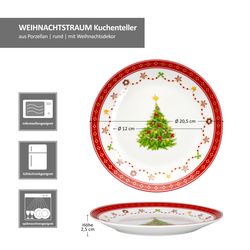 06-MamboCat-Weihnachtstraum-Kuchenteller-Bemassung.jpg 12tlg Frühstücksset Weihnachtstraum Porzellan für 6 Personen_Bild_5