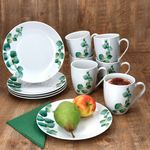 12tlg Frühstücksset Eukalyptus aus Porzellan für 6 Personen_Bild_3