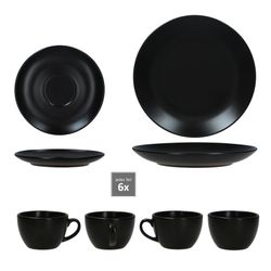 05-MamboCat-Panther-18tlg-Kaffeeservice-alle-Teile.jpg 18tlg Kaffeeservice Panther matt schwarz für 6 Personen aus Steingut - 161949 + 161951 + 161952_Bild_3