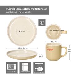 05-410808-410815-Ritzenhoff-und-Breker-Jasper-Espressotassen-mit-Untertasse-Bemassung.jpg 6er Set Jasper Vanille Espressotasse mit Untertasse aus Steingut - 6x 410808 + 6x 410815_Bild_6