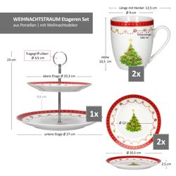 06-MamboCat-Weihnachtstraum-5tlg-Etageren-Set-Bemassung.jpg 5tlg Etageren Set Weihnachtstraum für 2 Personen aus Porzellan - 1x 161875 2x 161872 + 2x 161883_Bild_6