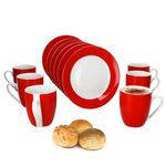 12tlg Frühstücksset VARIANT ROT für 6 Personen aus Porzellan_Bild_1