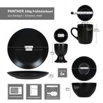 24tlg Frühstücksset Panther matt schwarz für 6 Personen aus Steingut - 161954 + 161950 + 161953 + 161949_Bild_7