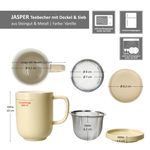 2er Set Jasper Vanille Teebecher mit Deckel & Sieb aus Steingut - 406917_Bild_6