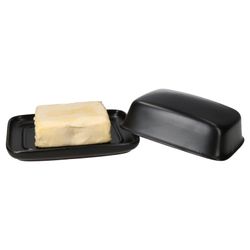 01-24302141-HIT-Runa-Butterdose-mit-Deckel-schwarz-Deko.jpg RUNA Butterdose mit Deckel schwarz aus Steingut - 24302141_Bild_1