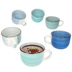 6er Set BLUE Jumbobecher mit Henkel für 6 Personen aus Steingut - 24327029_Bild_1