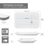 12er Set PUR Pappteller groß rechteckig aus Porzellan weiß - 24302119_Bild_6