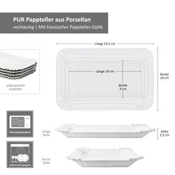 06-24302119-HIT-PUR-Pappteller-aus-Porzellan-Cake-Schale-25x16-3x2-5cm-Bemassung.jpg 12er Set PUR Pappteller groß rechteckig aus Porzellan weiß - 24302119_Bild_6