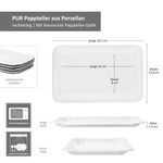 12er Set PUR Pappteller klein rechteckig aus Porzellan weiß - 24302118_Bild_6