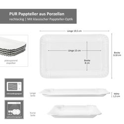 06-24302118-HIT-PUR-Pappteller-aus-Porzellan-Cake-Schale-20x13x2cm-2025-Bemassung.jpg 12er Set PUR Pappteller klein rechteckig aus Porzellan weiß - 24302118_Bild_6