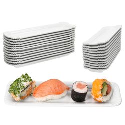 01-24302111-HIT-PUR-Pappteller-aus-Porzellan-Snack-Schale-20x6x1-5cm-24er-Set-Deko.jpg 24er Set PUR Pappteller klein länglich aus Porzellan weiß - 24302111_Bild_1
