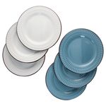 6er Set ROME Weiß & Blau Speiseteller für 6 Personen aus Steingut - 3x 24323274 & 3x 24323250_Bild_2