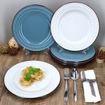 6er Set ROME Weiß & Blau Speiseteller für 6 Personen aus Steingut - 3x 24323274 & 3x 24323250_Bild_3