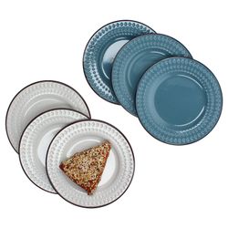 01-24323280-24232356-Rome-blau-weiss-Kuchenteller-6er-Set-Deko.jpg 6er Set ROME Weiß & Blau Kuchenteller für 6 Personen aus Steingut - 3x 24323280 & 3x 24232356_Bild_1