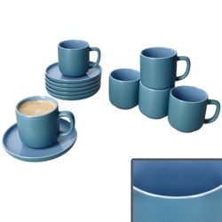 01-414318-414332-Ritzenhoff-und-Breker-Jasper-Ozeanblau-Espressotasse-Untertasse-6er-Set-Deko.jpg 6er Set Jasper Ozeanblau Espressotassen mit Untertassen aus Steingut - 6x 414318 & 6x 414332_Bild_1