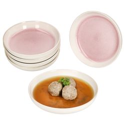 01-162834-MamboCat-Reactive-Glaze-Suppenteller-6er-Set-Deko.jpg 6er Set REACTIVE GLAZE PARIS Suppenteller Creme & Pink aus Steingut_Bild_1