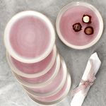 6er Set REACTIVE GLAZE PARIS Kuchenteller Creme & Pink aus Steingut_Bild_5