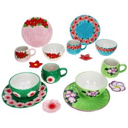 02-24307521-HIT-Flori-Flower-Fruehstuecksset-16tlg.jpg 16tlg Frühstücksset FLORI FLOWER bunt für 4 Personen aus Steingut - 24307521_Bild_2