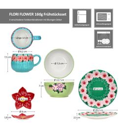 06-24307521-HIT-Flori-Flower-Fruehstuecksset-16tlg-Bemassung.jpg 16tlg Frühstücksset FLORI FLOWER bunt für 4 Personen aus Steingut - 24307521_Bild_7
