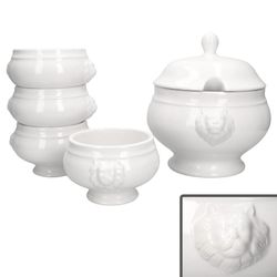 02-162426-113092-5tlg-Set-LEO-Loewenkopfterrine-2L-und-4x0-45L.jpg 45L weiß aus Steingut_Bild_2
