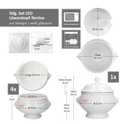 06-162426-113092-5tlg-Set-LEO-Loewenkopfterrine-2L-und-4x0-45L-Bemassung.jpg 45L weiß aus Steingut_Bild_6