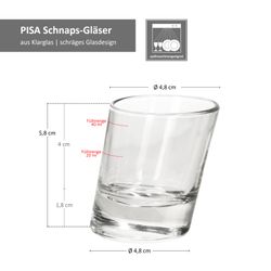 06-11006520S-Borgonovo-Pisa-Schnapsglaeser-50cl-Bemassung.jpg 6er Set PISA schräge Schnapsgläser aus Glas - 11006520S_Bild_7
