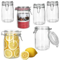 01-17103520S-Norma-Vorratsglas-1L-6er-Set-Deko.jpg 6er Set Einmachglas Bügelverschluss NORMA 1L - 17103520S_Bild_1